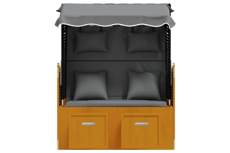 Strandkorg med dyna konstrottning massivt trä svart & antrac - Trä/antracit - Utemöbler - Loungemöbler - Solbädd