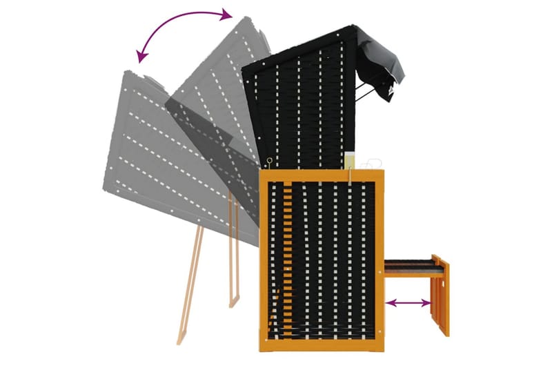 Strandkorg med dyna konstrottning massivt trä svart & antrac - Trä/antracit - Solsäng & Solvagnar - Solbädd