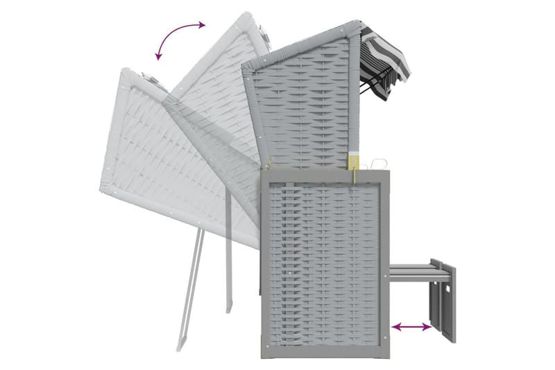 Strandkorg med dynor konstrottning och massivt trä grå & vit - Grå/vit - Solsäng & Solvagnar - Solbädd