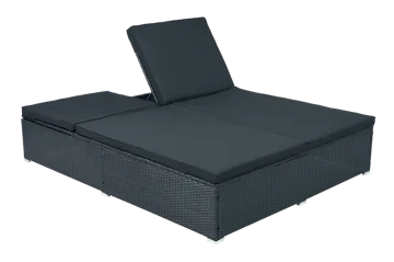 Solsäng 200×160 cm – Extra bred solsäng i svart | Glyxnäs - Utemöbler - Loungemöbler - Solbädd