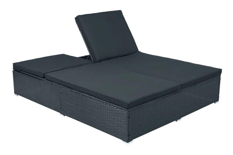 Solsäng 200×160 cm – Extra bred solsäng i svart | Glyxnäs - Utemöbler - Loungemöbler - Solbädd