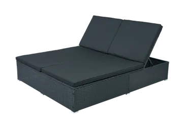 Solsäng 200×160 cm – Extra bred solsäng i svart | Glyxnäs - Utemöbler - Loungemöbler - Solbädd