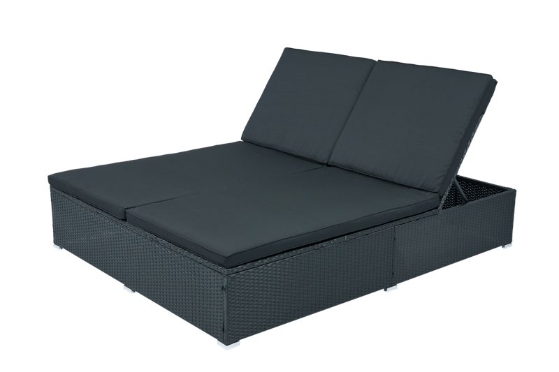 Solsäng 200×160 cm – Extra bred solsäng i svart | Glyxnäs - Utemöbler - Loungemöbler - Solbädd