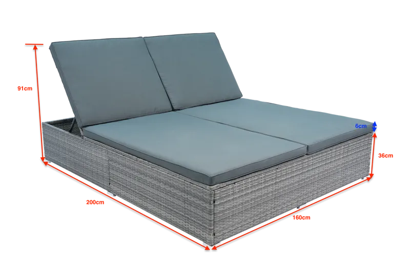 Solsäng utomhus | Justerbar rygg | Dyna ingår | Glyxnäs Grå - Utemöbler - Loungemöbler - Solbädd