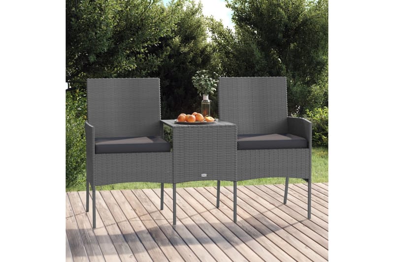 Trädgårdssoffa 2-sits med Utebord konstrotting antracit - Antracit - Utemöbler - Loungemöbler - Loungesoffa