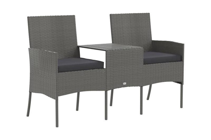 Trädgårdssoffa 2-sits med Utebord konstrotting antracit - Antracit - Utemöbler - Loungemöbler - Loungesoffa