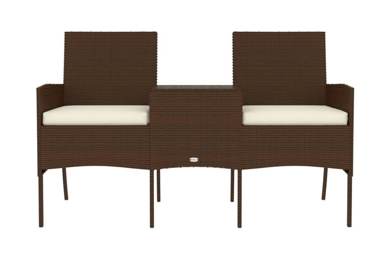 Trädgårdssoffa 2-sits med Utebord konstrotting brun - Brun - Utemöbler - Loungemöbler - Loungesoffa