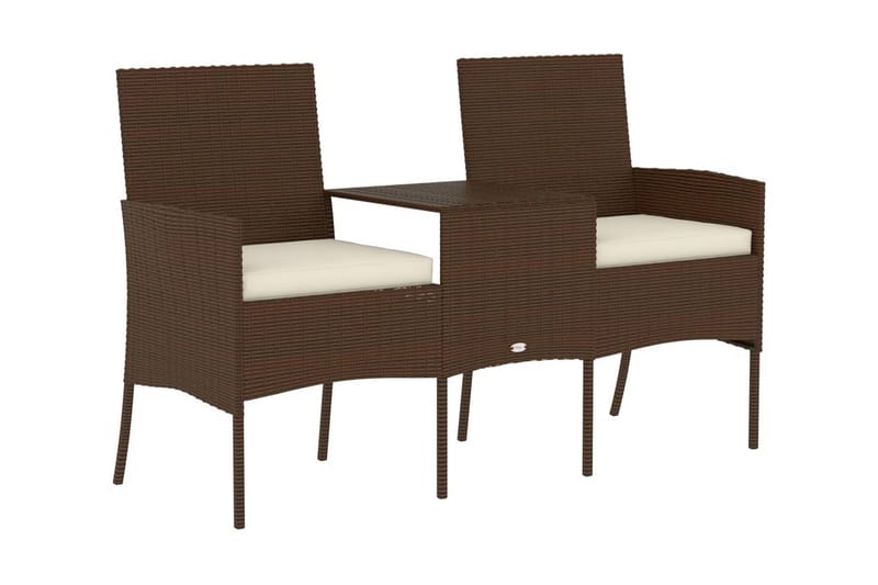 Trädgårdssoffa 2-sits med Utebord konstrotting brun - Brun - Utemöbler - Loungemöbler - Loungesoffa