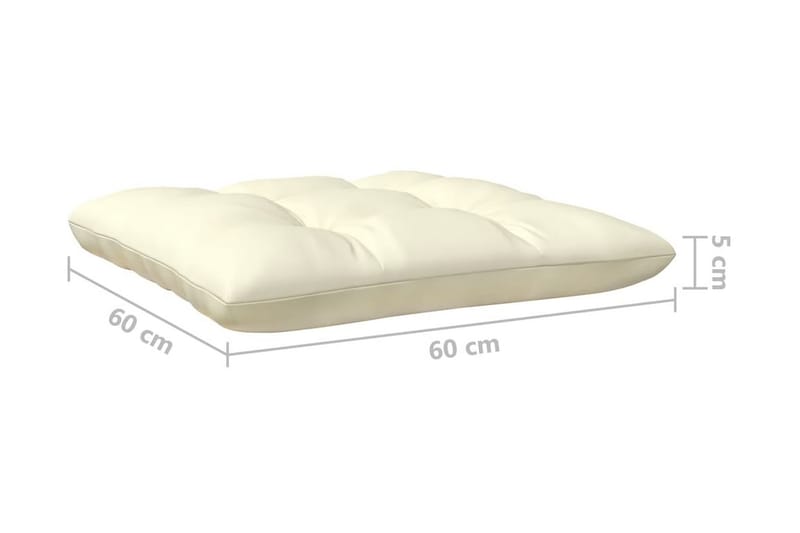 Trädgårdssoffa 3-sits med gräddvita dynor massiv furu - Kräm - Utemöbler - Loungemöbler - Loungesoffa