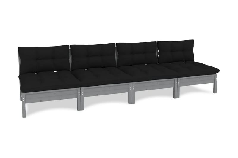 Trädgårdssoffa 4-sits med antracit dynor massiv furu - Mörkgrå - Utemöbler - Loungemöbler - Loungesoffa