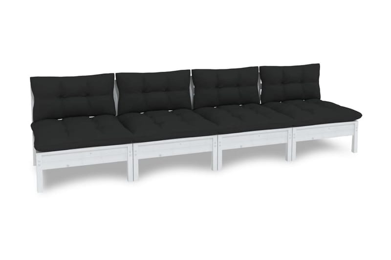 Trädgårdssoffa 4-sits med antracit dynor massiv furu - Vit/svart - Utemöbler - Loungemöbler - Loungesoffa