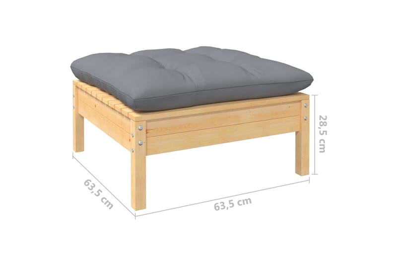 Trädgårdssoffa 5-sits med grå dynor massiv furu - Grå - Utemöbler - Loungemöbler - Loungesoffa