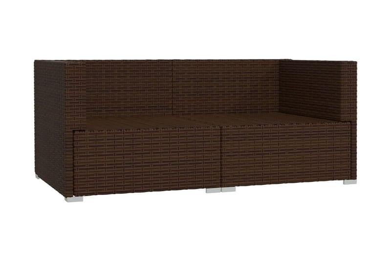 TvåsitsUtesoffa med dynor konstrotting brun - Brun/Vit - Utemöbler - Loungemöbler - Loungesoffa