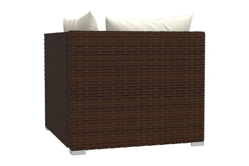TvåsitsUtesoffa med dynor konstrotting brun - Brun/Vit - Utemöbler - Loungemöbler - Loungesoffa