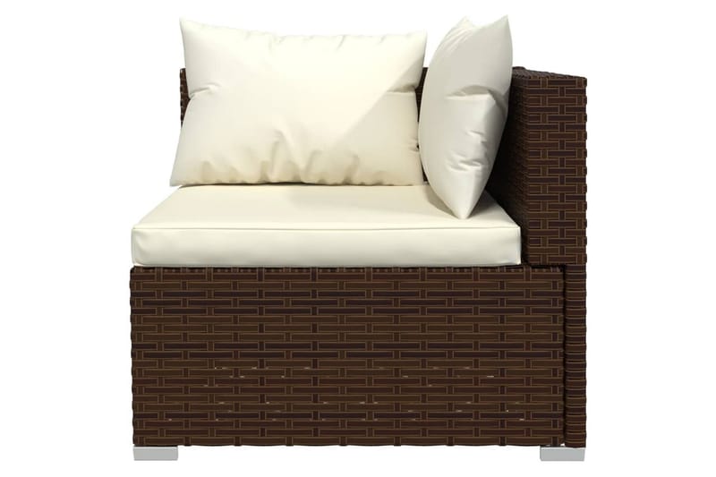 TvåsitsUtesoffa med dynor konstrotting brun - Brun/Vit - Utemöbler - Loungemöbler - Loungesoffa