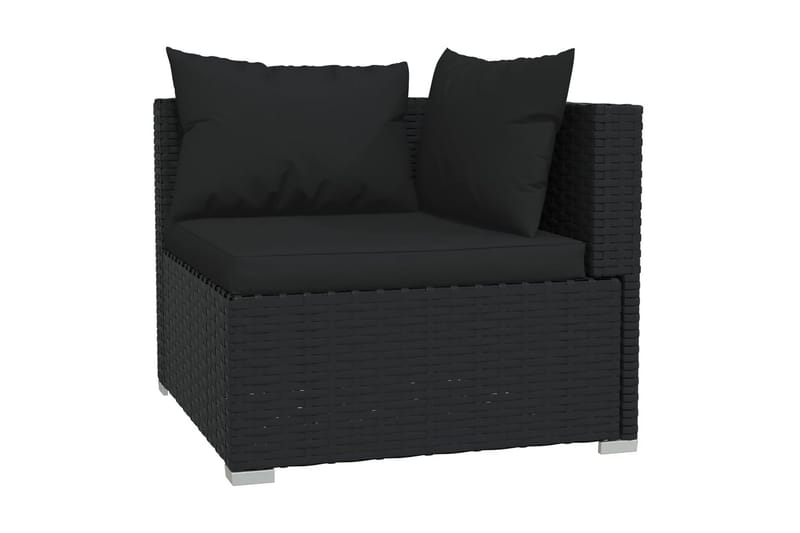 TvåsitsUtesoffa med dynor konstrotting svart - Svart - Utemöbler - Loungemöbler - Loungesoffa