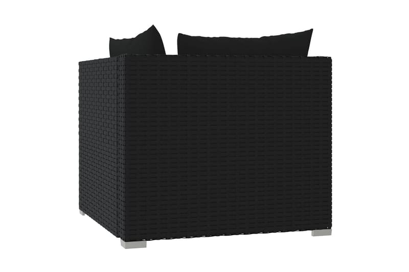 TvåsitsUtesoffa med dynor konstrotting svart - Svart - Utemöbler - Loungemöbler - Loungesoffa