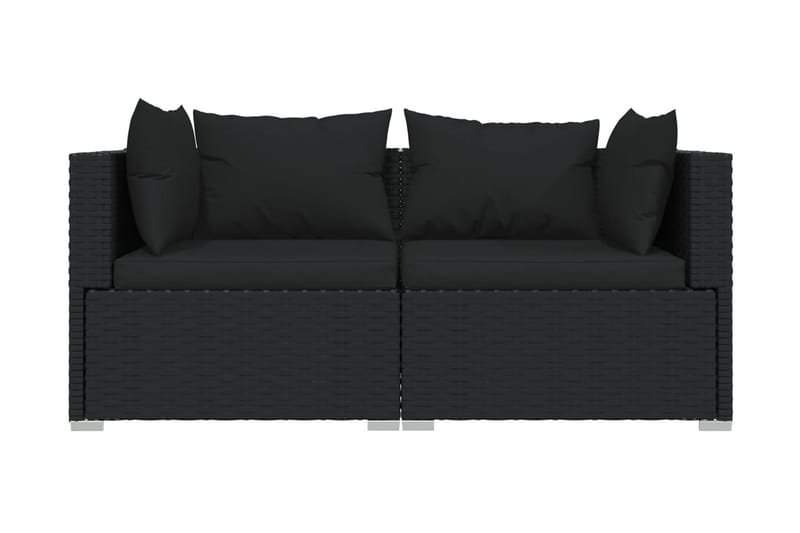 TvåsitsUtesoffa med dynor konstrotting svart - Svart - Utemöbler - Loungemöbler - Loungesoffa