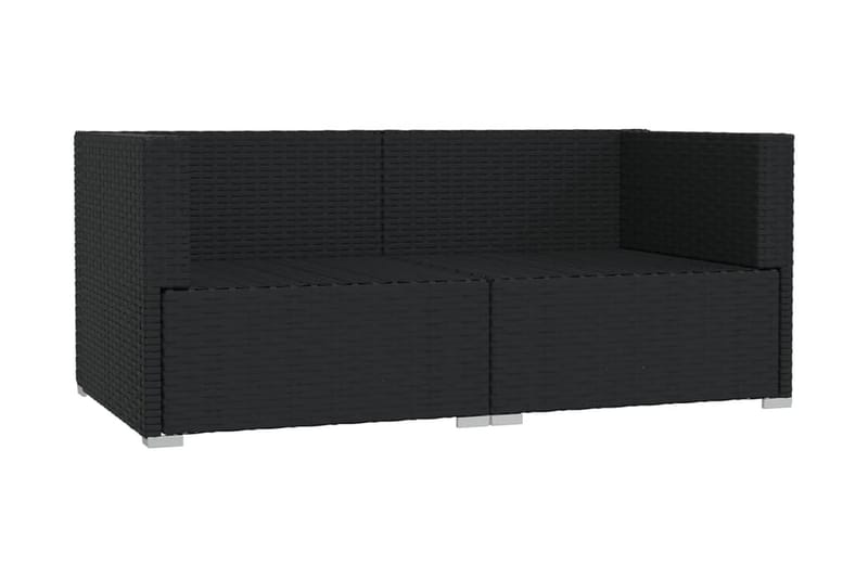 TvåsitsUtesoffa med dynor konstrotting svart - Svart - Utemöbler - Loungemöbler - Loungesoffa