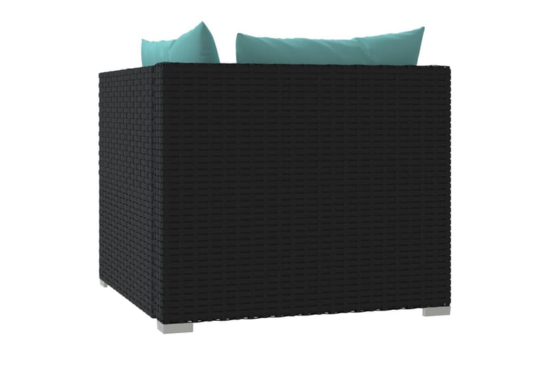TvåsitsUtesoffa med dynor konstrotting svart - Svart/blå - Utemöbler - Loungemöbler - Loungesoffa