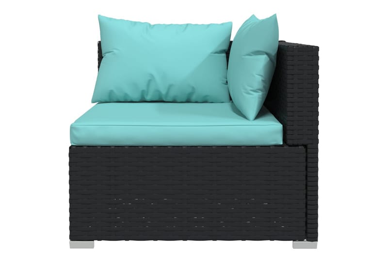 TvåsitsUtesoffa med dynor konstrotting svart - Svart/blå - Utemöbler - Loungemöbler - Loungesoffa