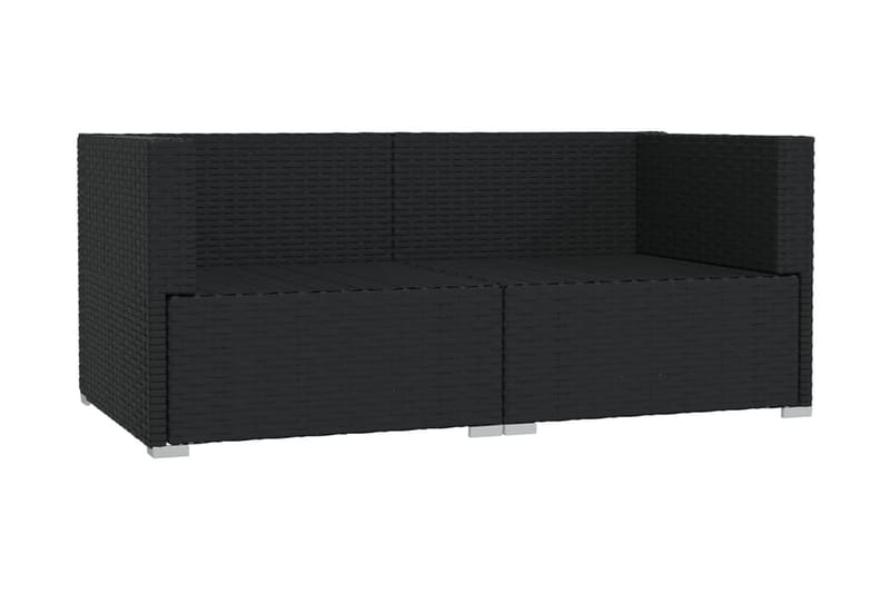 TvåsitsUtesoffa med dynor konstrotting svart - Svart/blå - Utemöbler - Loungemöbler - Loungesoffa