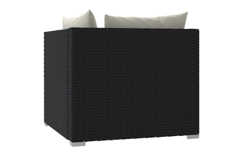 TvåsitsUtesoffa med dynor konstrotting svart - Svart/vit - Utemöbler - Loungemöbler - Loungesoffa