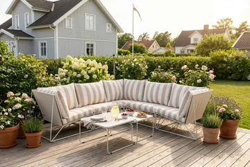 Usteryd utomhus hörnsoffa 5-sits vändbar - Beige/Striped - Utemöbler - Loungemöbler - Soffgrupp utomhus