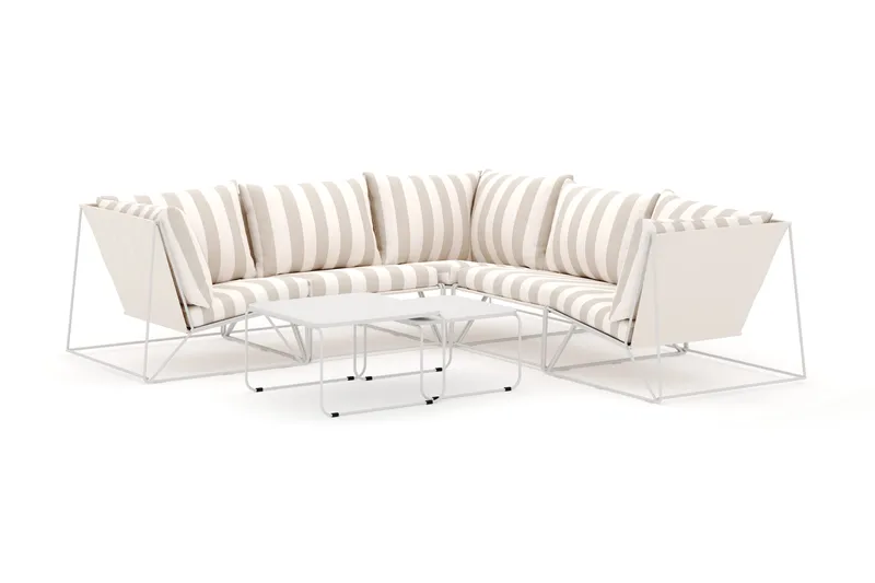 Usteryd utomhus hörnsoffa 5-sits vändbar - Beige/Striped - Utemöbler - Loungemöbler - Loungesoffa