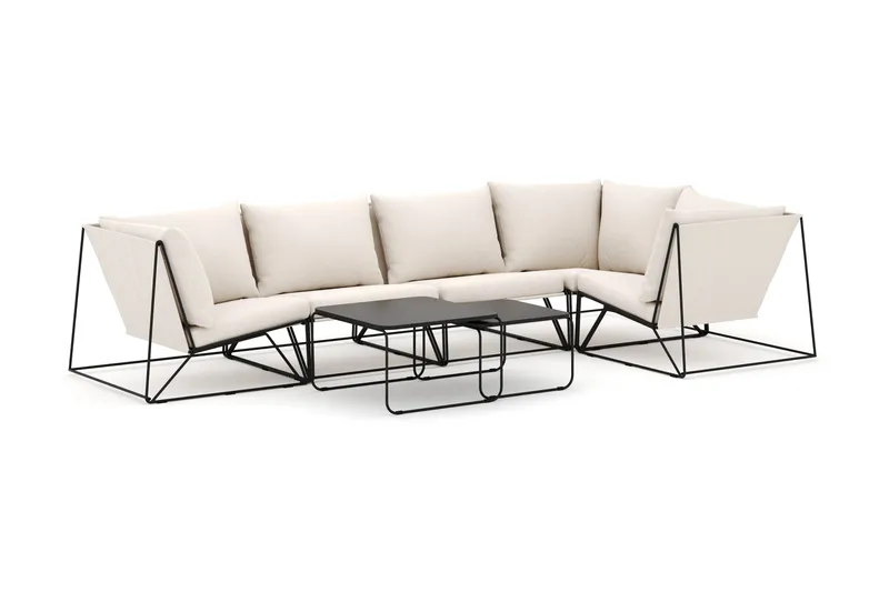 Usteryd utomhus hörnsoffa 5-sits vändbar - Svart/Beige - Utemöbler - Loungemöbler - Loungesoffa
