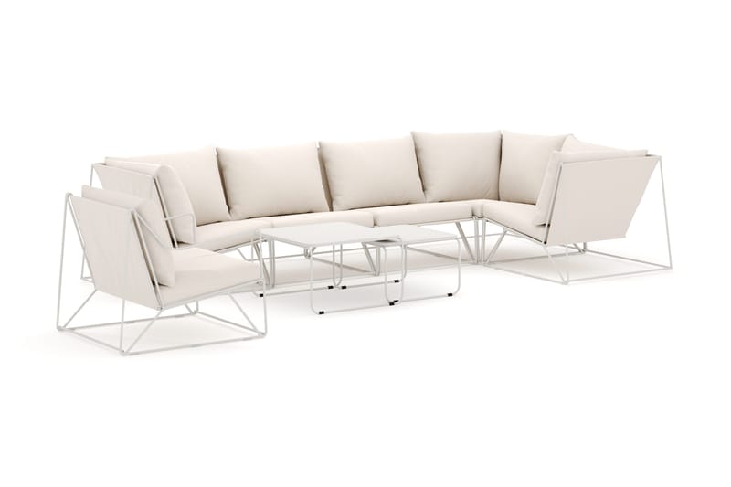 Usteryd utomhus hörnsoffa 6-sits vändbar med fåtölj - Beige/Beige - Utemöbler - Loungemöbler - Loungesoffa