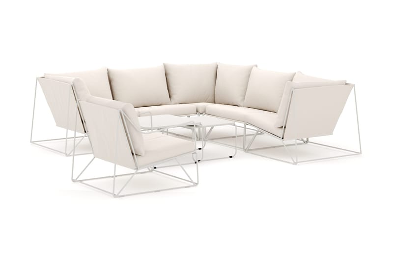 Usteryd utomhus hörnsoffa 6-sits vändbar med fåtölj - Beige/Beige - Utemöbler - Loungemöbler - Loungesoffa