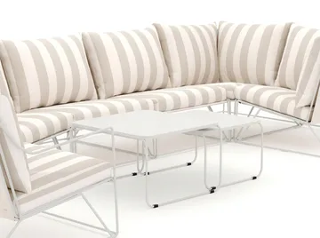 Usteryd utomhus hörnsoffa 6-sits vändbar med fåtölj - Beige/Striped - Utemöbler - Loungemöbler - Soffgrupp utomhus