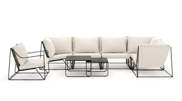 Usteryd utomhus hörnsoffa 6-sits vändbar med fåtölj - Svart/Beige - Utemöbler - Loungemöbler - Soffgrupp utomhus