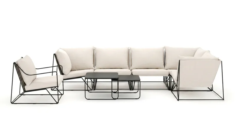 Usteryd utomhus hörnsoffa 6-sits vändbar med fåtölj - Svart/Beige - Utemöbler - Loungemöbler - Soffgrupp utomhus