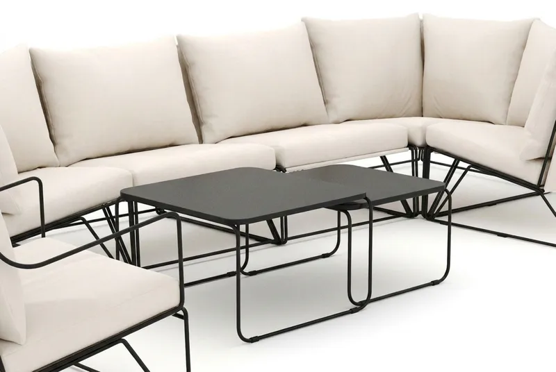 Usteryd utomhus hörnsoffa 6-sits vändbar med fåtölj - Svart/Beige - Utemöbler - Loungemöbler - Soffgrupp utomhus