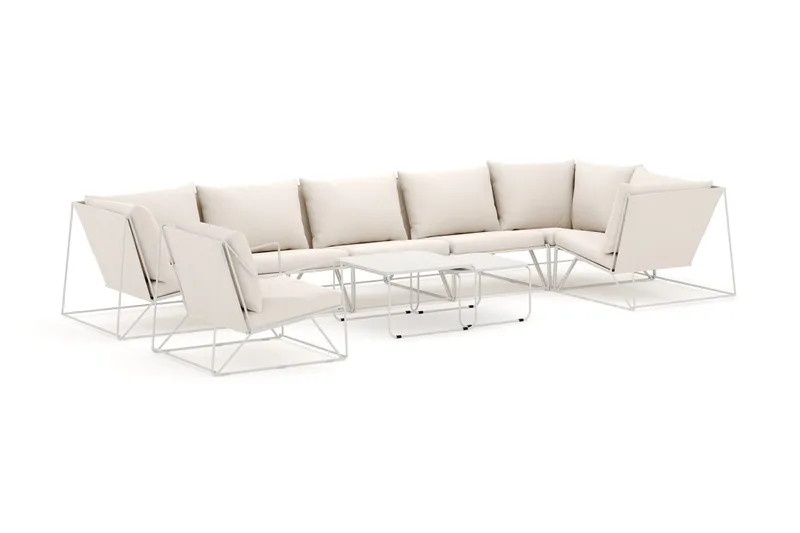 Usteryd utomhus hörnsoffa 7-sits vändbar med fåtölj - Beige/Beige - Utemöbler - Loungemöbler - Loungesoffa