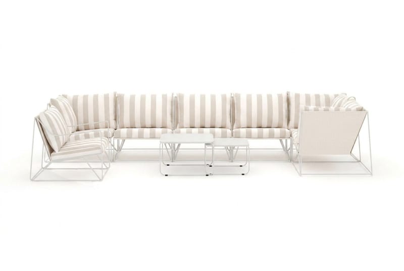 Usteryd utomhus hörnsoffa 7-sits vändbar med fåtölj - Beige/Striped - Trädgård & spabad - Utemiljö - Altan & terrass - Altanmöbler