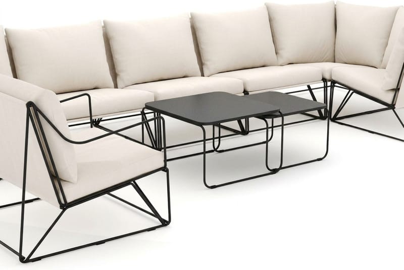 Usteryd utomhus hörnsoffa 7-sits vändbar med fåtölj - Svart/Beige - Utemöbler - Loungemöbler - Soffgrupp utomhus