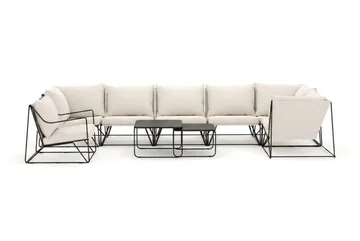 Usteryd utomhus hörnsoffa 7-sits vändbar med fåtölj - Svart/Beige - Utemöbler - Loungemöbler - Soffgrupp utomhus