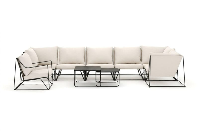 Usteryd utomhus hörnsoffa 7-sits vändbar med fåtölj - Svart/Beige - Utemöbler - Loungemöbler - Soffgrupp utomhus