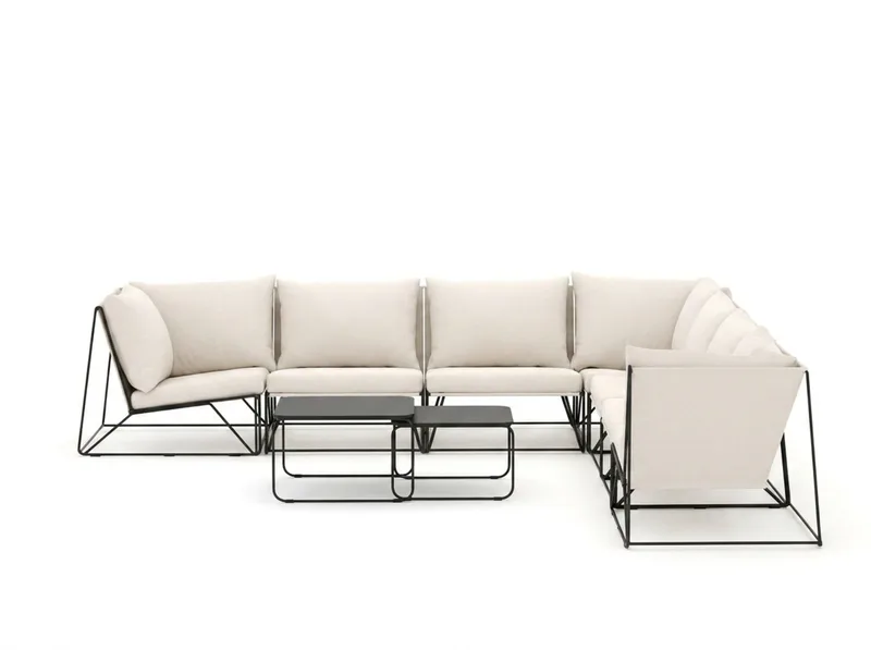 Usteryd utomhus hörnsoffa 7-sits vändbar - Svart/Beige - Utemöbler - Loungemöbler - Soffgrupp utomhus
