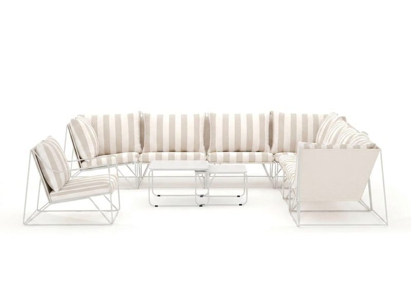 Usteryd utomhus hörnsoffa 8-sits vändbar med fåtölj - Beige/Striped - Trädgård & spabad - Utemiljö - Altan & terrass - Altanmöbler