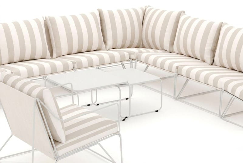 Usteryd utomhus hörnsoffa 8-sits vändbar med fåtölj - Beige/Striped - Trädgård & spabad - Utemiljö - Altan & terrass - Altanmöbler