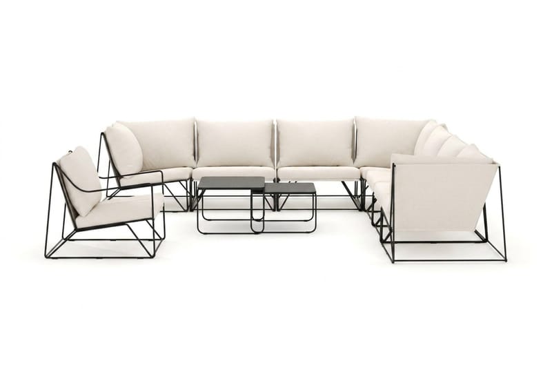 Usteryd utomhus hörnsoffa 8-sits vändbar med fåtölj - Svart/Beige - Utemöbler - Loungemöbler - Soffgrupp utomhus