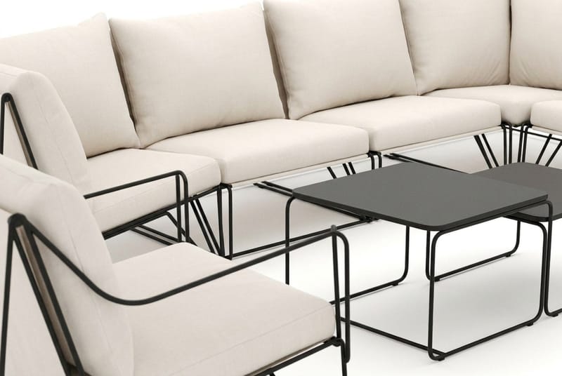 Usteryd utomhus hörnsoffa 8-sits vändbar med fåtölj - Svart/Beige - Utemöbler - Loungemöbler - Soffgrupp utomhus