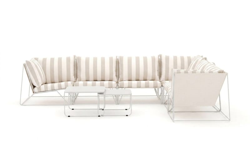 Usteryd utomhus L-soffa 6-sits vändbar - Beige/Striped - Utemöbler - Loungemöbler - Loungesoffa
