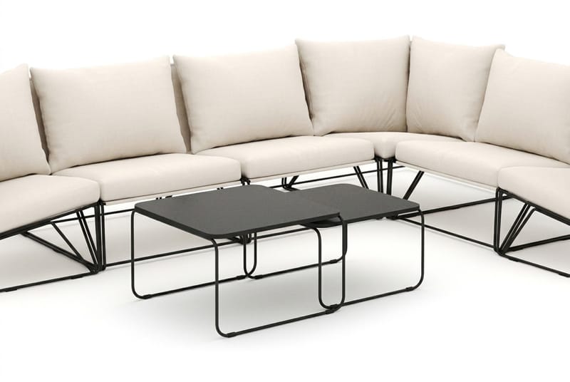 Usteryd utomhus L-soffa 6-sits vändbar - Svart/Beige - Utemöbler - Loungemöbler - Soffgrupp utomhus