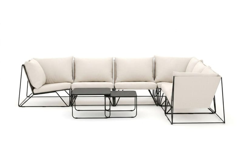 Usteryd utomhus L-soffa 6-sits vändbar - Svart/Beige - Utemöbler - Loungemöbler - Soffgrupp utomhus