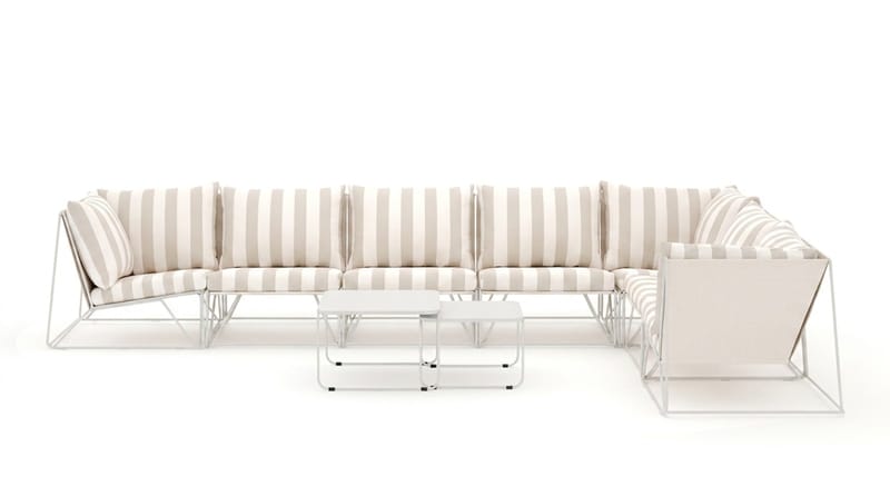 Usteryd utomhus L-soffa 7-sits vändbar - Beige/Striped - Utemöbler - Loungemöbler - Soffgrupp utomhus